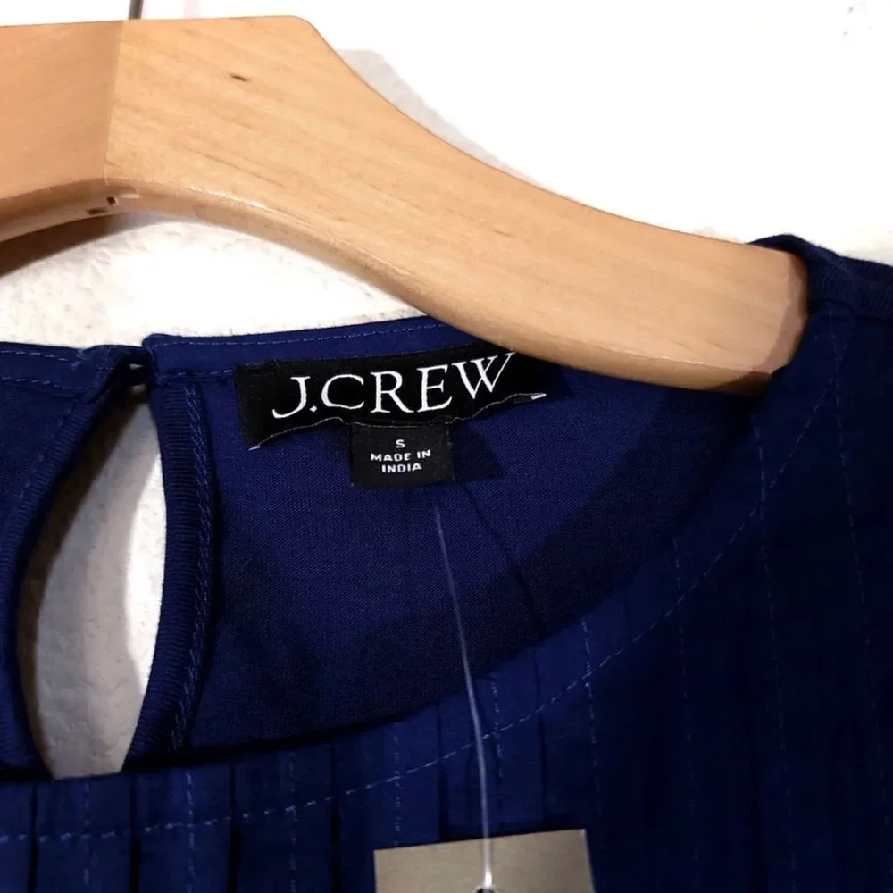 NEW J Crew Cottagecore Lace Trim Puff Sleeve Shirt Mediterranean Navy Blue Small